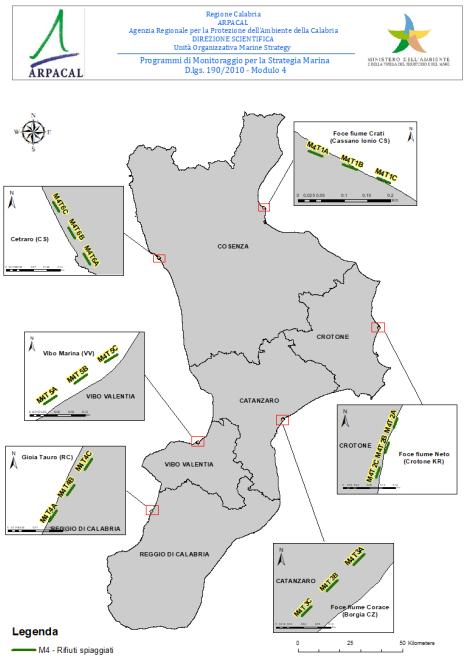 6 aree indagate AF - M4T1 - Foce fiume Crati (Cassano Ionio CS) AU - M4T2 - Crotone (KR) AU - M4T3 -