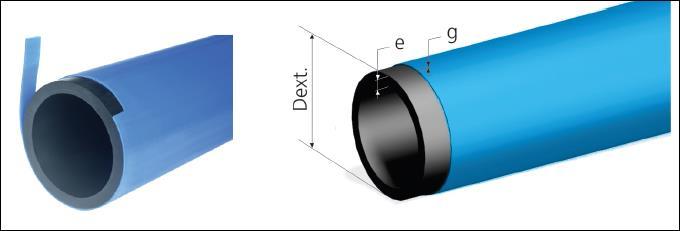 WaterPRO Pipes Può essere prodotto in due versioni: Tubo in PE 100 RC con corazza in PP-hm Tubo in PE 100 RC con filo in acciaio inossidabile (spessore 1,5 mm) inserito per la rintracciabilità.