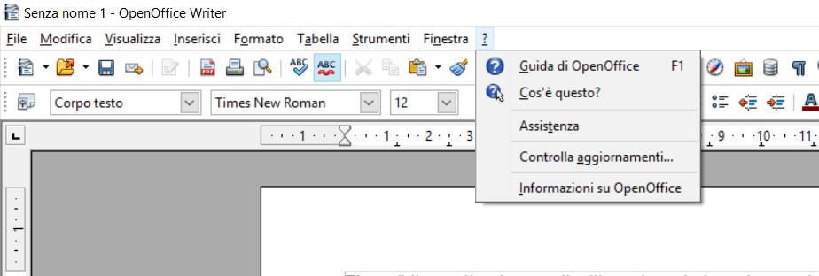 Creare e Salvare un Testo Guida in linea Per ottenere utili informazioni sull'uso di OpenOffice si possono utilizzare: Menu?