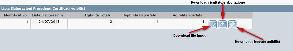 Al termine dell elaborazione il sistema presenta un riepilogo del numero di agibilità presenti nel file, di quelle importate correttamente e di quelle scartate.