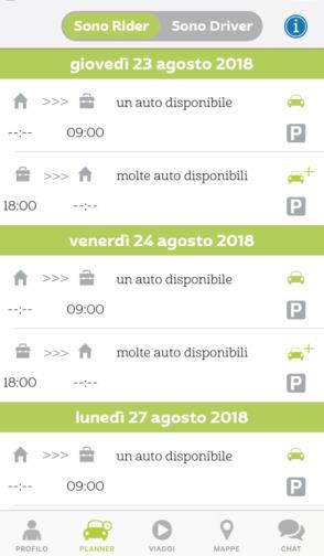 Viaggia come Rider Ricerca i Driver compatibili col tuo itinerario casa lavoro casa per ricevere passaggi 1. Vai nell area Planner.