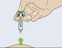 Inserire l'ago in tutta la sua lunghezza, quindi tenere la siringa in posizione e rilasciare la plica cutanea. 3.