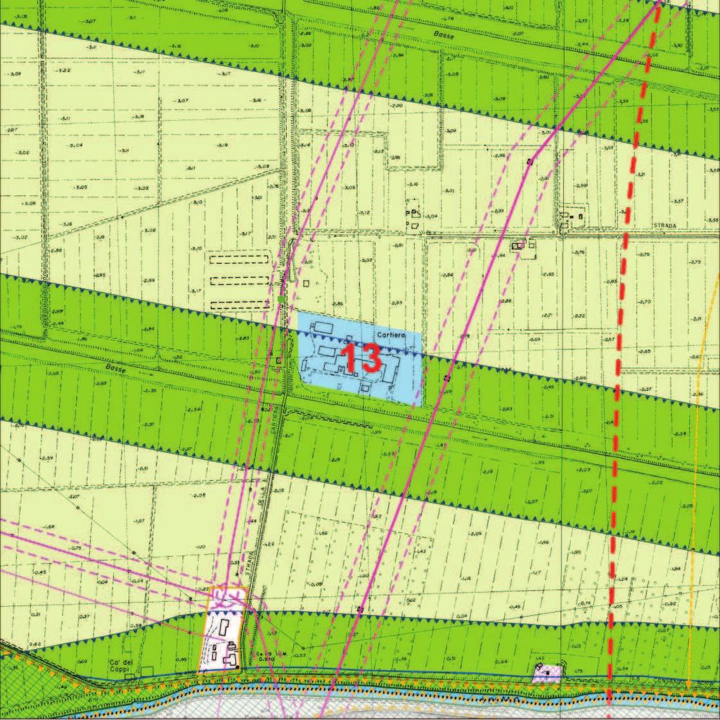 Pagina 163 di 186 AREA CARTIERA A OVEST DI CODIGORO Area n. 13 CARATTERISTICHE DELL AREA 1_Descrizione Zona: L ambito è rappresentato dall ex cartiera e si sviluppa a nord del collettore acque basse.