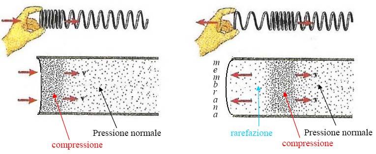 6) Onde longitudinali: il suono Ogni volta che un oggetto vibra in aria produce delle onde longitudinali.