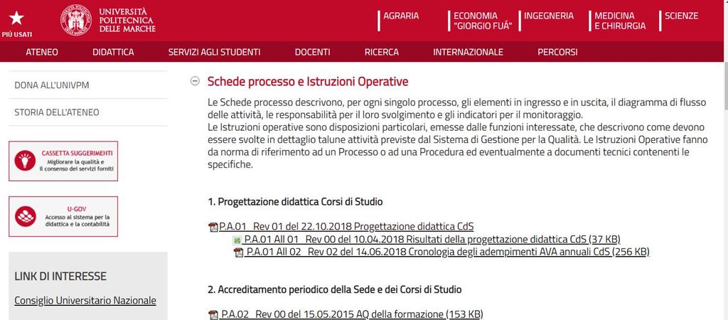 I documenti e i tempi (progettazione CdS) * 20 MATERIALE REPERIBILE AL SEGUENTE LINK: https://www.univpm.