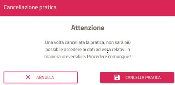 Pagina 18 Confermando poi la cancellazione della pratica 18 Cliccando