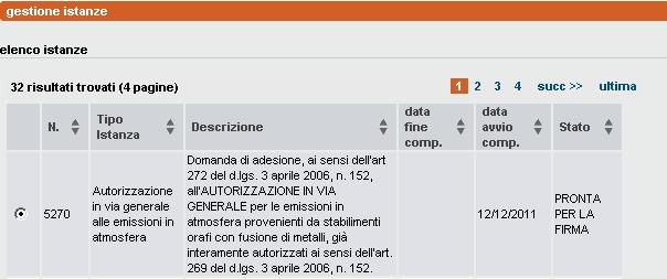 salva che modifica lo stato in PRONTA PER L INVIO, riportando alla pagina di Figura 39. In questa fase le sole operazioni consentite sono la visualizzazione e l invio. Figura 39 3.