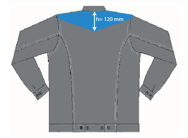 Tavola 1 DISEGNO INDICATIVO DEL GIUBBETTO DA LAVORO LEGGERO RESISTENTE ALL ARCO ELETTRICO CON INDICAZIONE DI MISURE E TAGLIE Tabella dei codici materiale del giubbetto da lavoro leggero TAGLIA