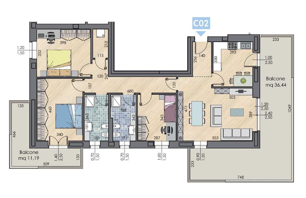 Appartamento C02 P 1 - mq 167.