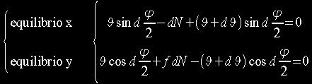 la tensione q agente ad uno dei due estremi del tratto considerato ed inclinata dell'angolo dj/2 rispetto alla verticale la tensione (q + d q) agente all'estremità opposta inclinata anch'essa