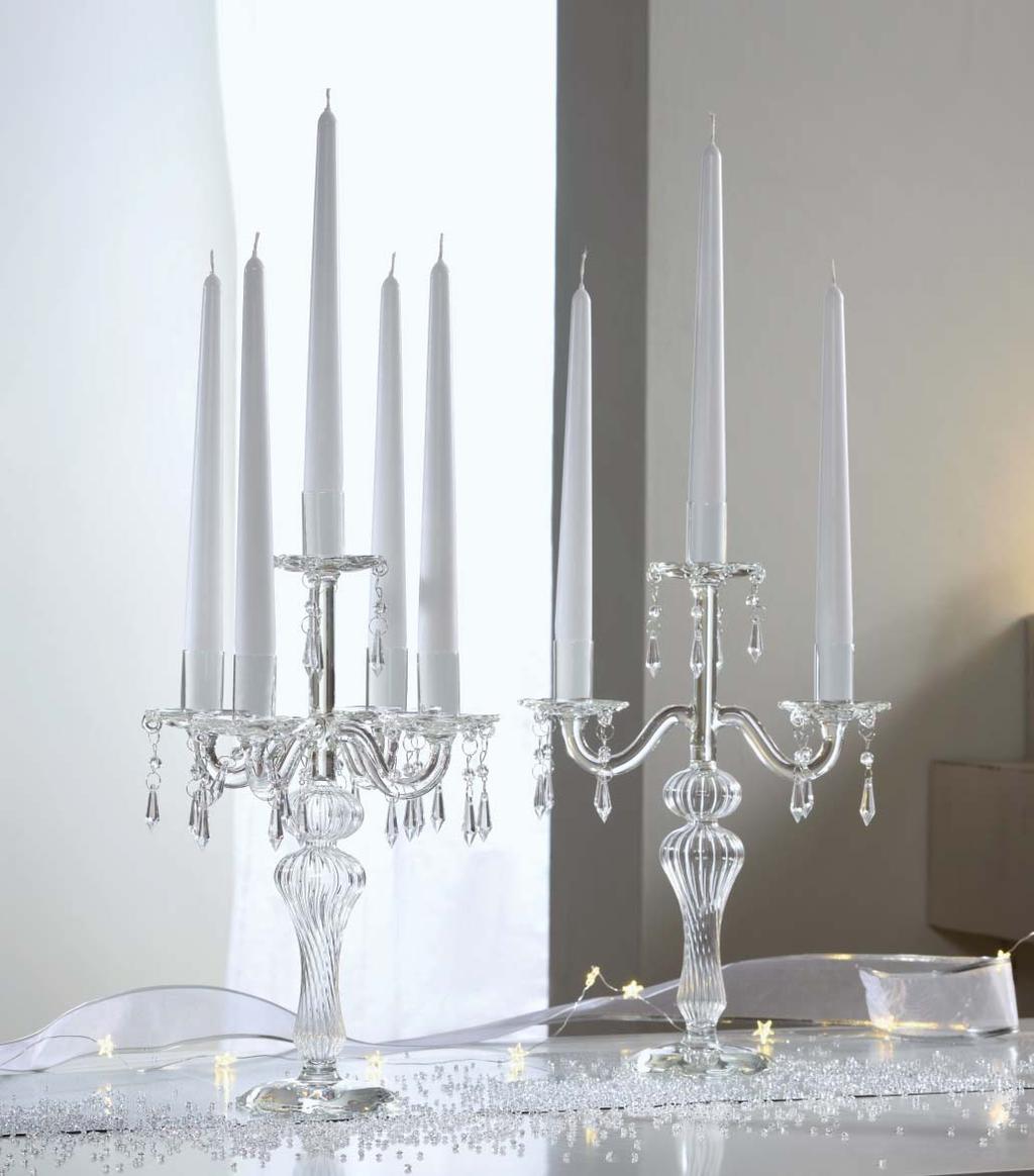 VETRO table charmante C550 - candelabro in vetro con gocce glass candelabrum with drops 24x10x36 h. cm.