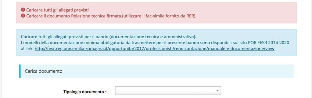 Sezione Documenti Progetto ATTENZIONE Si raccomanda di fare sempre riferimento alle regole del bando e al manuale di rendicontazione per quanto riguarda i