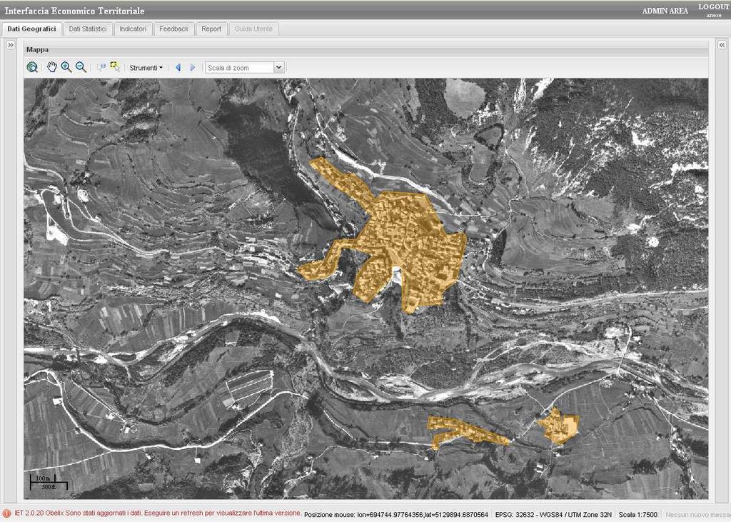 Sezione dati geografici: analisi e confronto del territorio del comune di Tesero al