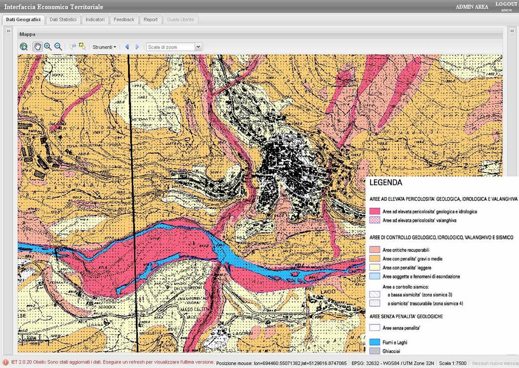 Sezione dati geografici: altro esempio di visualizzazione.