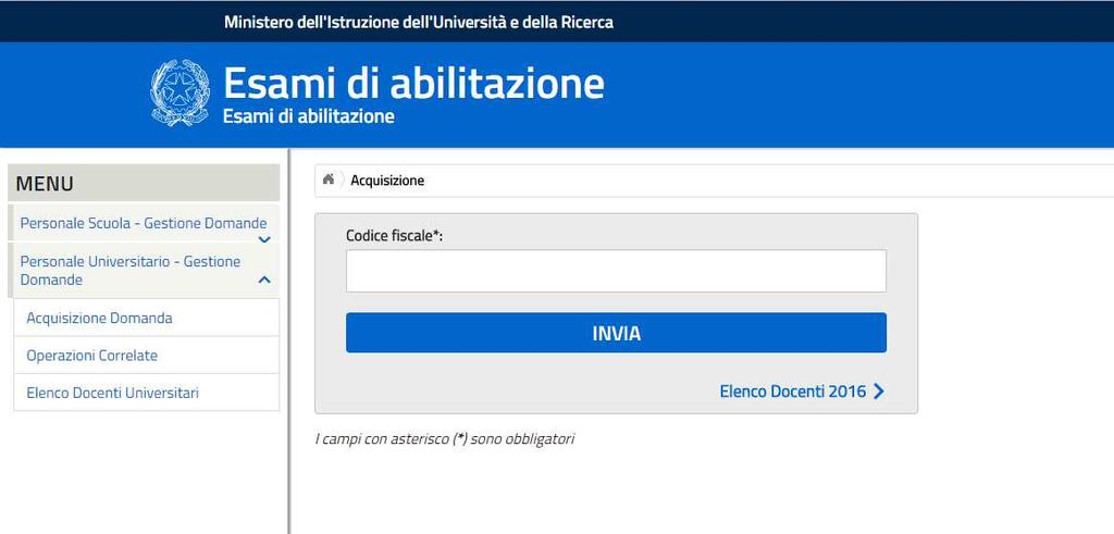 domande dei Docenti Universitari che hanno provveduto alla compilazione e all invio del modello A1 all ufficio competente.