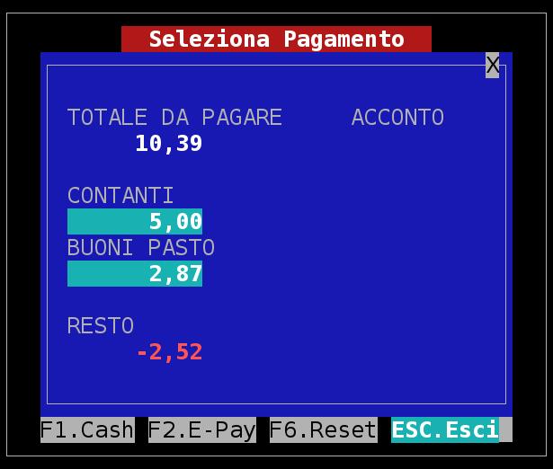 possibile inserire l'importo ricevuto in CONTANTI (o farlo calcolare dal programma