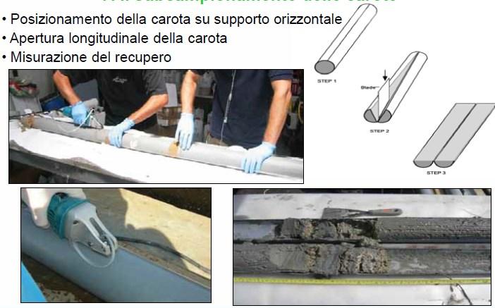 4. PROCEDURA DI CAMPIONAMENTO Una volta estratto il liner dal carotiere, questo verrà trasferito nell area di estrazione e preparazione dei campioni, dove le operazioni saranno svolte su un piano di