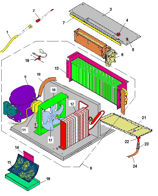 Tav 166 REFRIGERAZIONE GRUPPO FRIGO 1 22128912 CORD.SONDA V-850 T 2 26023316 SONDA TEMP.REFRIGERAZ. UQT1041 3 01686311 SUPP.