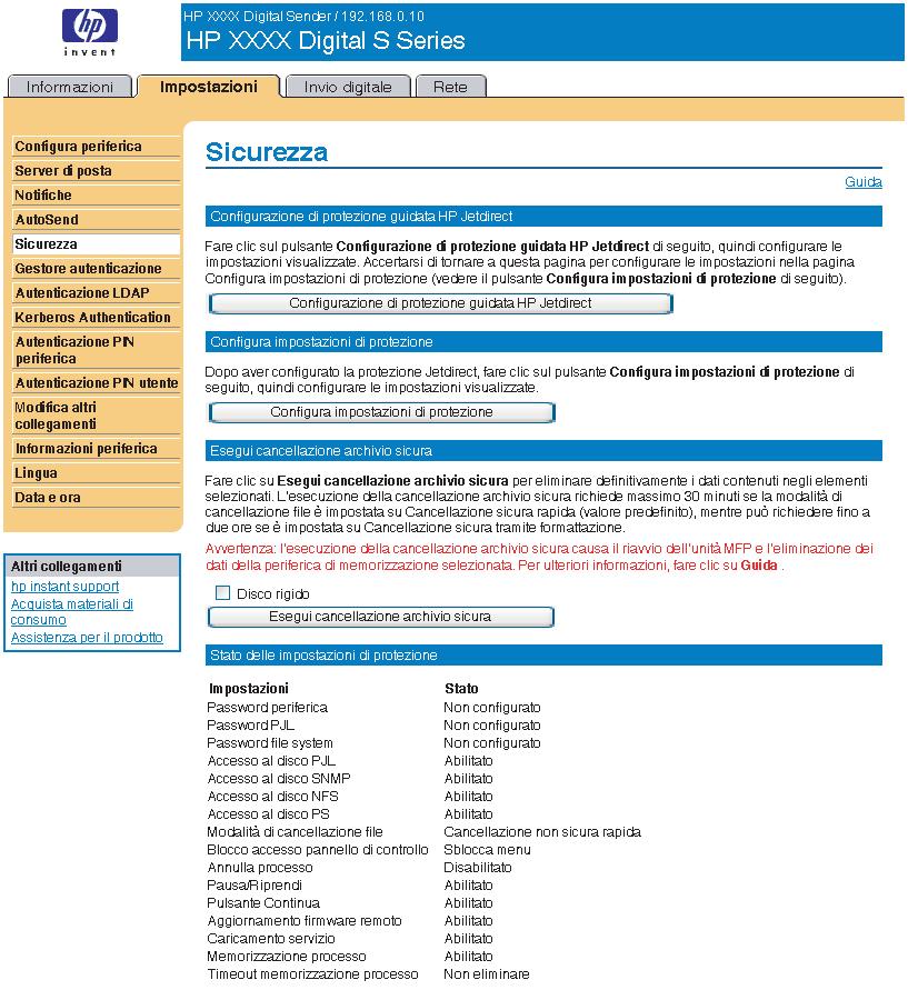 Sicurezza L'illustrazione e la tabella seguenti descrivono come utilizzare la schermata Sicurezza.