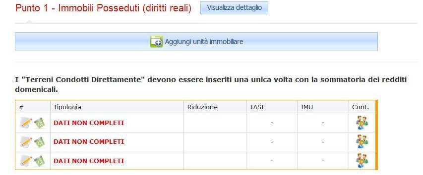 Con il tasto Aggiungi unità immobiliare immobiliari.