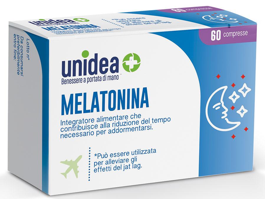 MELATONINA 1 mg 60 cpr 973145927 MELATONINA UNIDEA è un integratore alimentare che contribuisce alla riduzione del tempo necessario per addormentarsi.