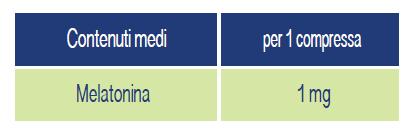 Ingredienti: Isolmalto; Antiagglomerante: magnesio stearato vegetale; Melatonina; Edulcorante: sucralosio, Aroma: con edulcorante.