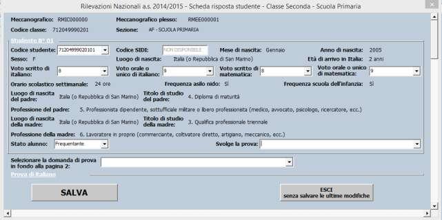 La prima parte della finestra della Figura riporta in automatico una molteplicità di informazioni relative allo studente, tra cui: a. Codice studente.