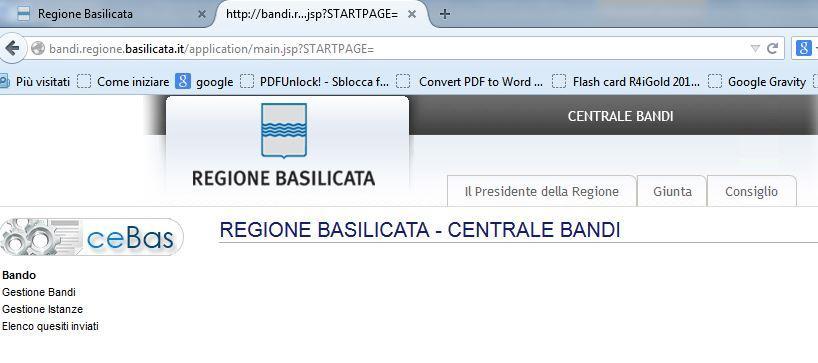 su Gestione Bandi si accede ai bandi :