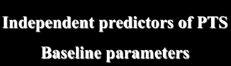 Cumulative risk of the PTS in the study cohort Kahn et al, Ann Intern Med 2008 Independent predictors of PTS Baseline