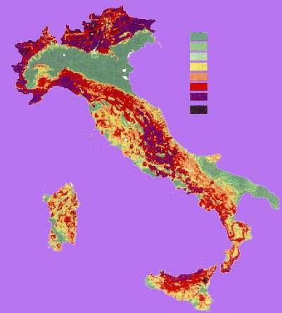 Rischio potenziale di erosione idrica (% di terre) t/ha/year 0-5 5-10 10-20 20-40 40-100