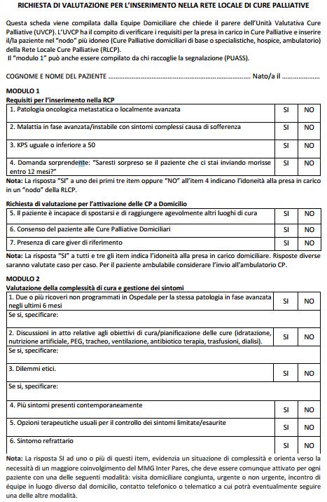 Scheda di valutazione per l