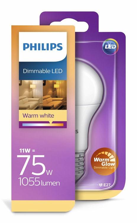 PHILIPS LED Lampadina (intensità regolabile) 11 W (75 W) E27 Warm Glow Luminosità regolabile La luce giusta per creare un'atmosfera unica Le lampadine LED Philips con