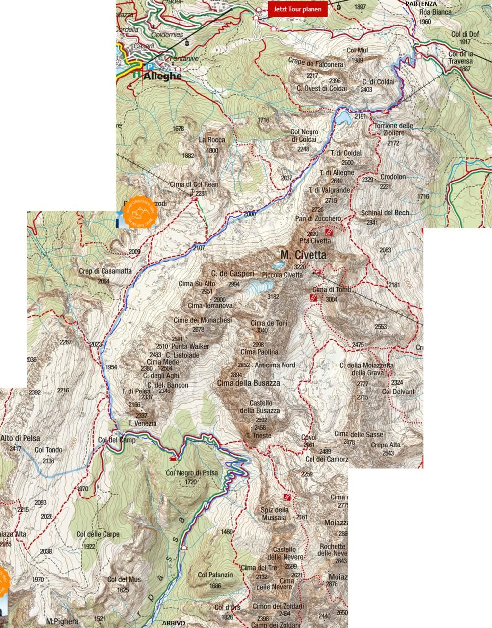 Escursione per tutto il gruppo TranCivetta ( livello medio-difficile; sviluppo maggiore di 20 km; 600 m dislivello); partenza