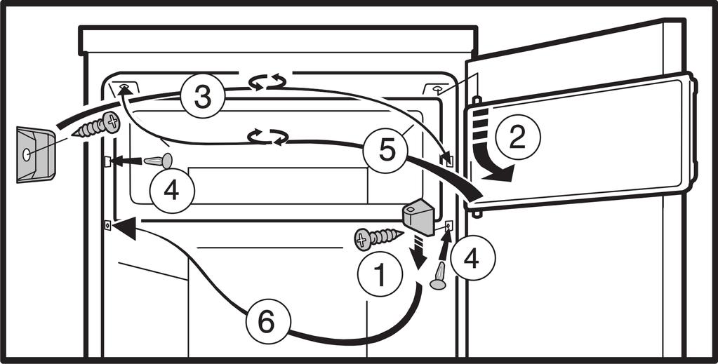 Avviamento 4.4 Installazione ad incasso Fig. 4 Fig. 5 Per apparecchi con vano congelatore u Procedere seguendo la sequenza dei numeri di posizione riportati in figura. Fig. 6 (1) Mobile da appoggio (3) Mobile da cucina (2) Apparecchio (4) Parete L'apparecchio può essere incassato nell arredamento per la cucina.