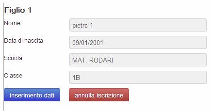 Sezione 3 Figli da iscrivere al servizio mensa ed eventuale trasporto. Alla sezione Figli da iscrivere troverete i dati relativi all iscrizione del figlio dell anno precedente.