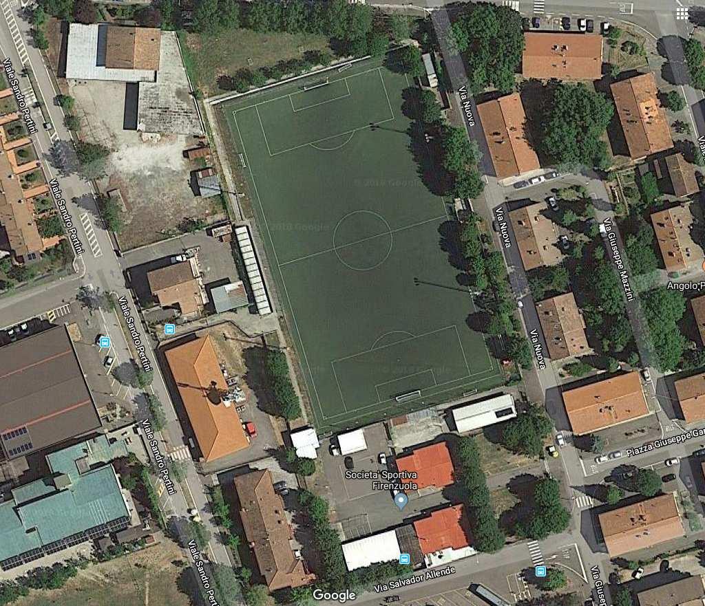 Bolognese a Nord e Via Alliende a Sud. La zona ricreativa del centro sportivo rimane recintata e rispetto sia alla viabilità che all abitato.