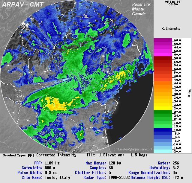 Ore 04:50 solari di domenica Precipitazioni da sparse a diffuse, un po più significative