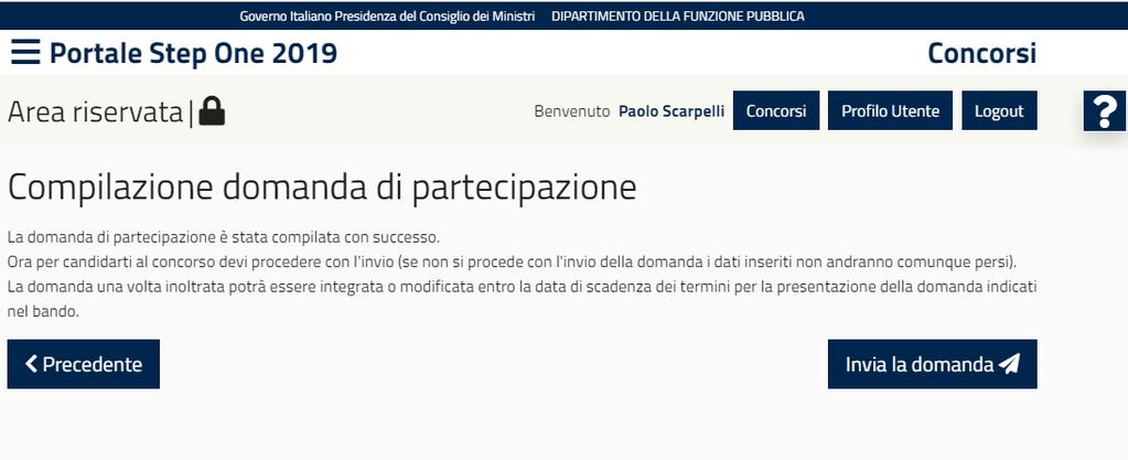 Fig. 16 Salvataggio dei dati Il sistema consente di salvare i dati inseriti in itinere.