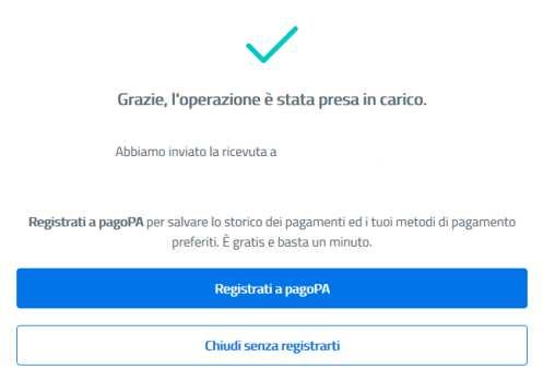 Al termine dell operazione il sistema PAgoPA rilascia um messaggio sull esito.