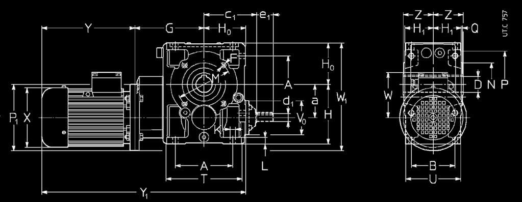 14 - Esecuzioni, dimensioni, forme costruttive e quantità d olio 14 - Designs, dimensions, mounting positions and oil quantities MR C3I 50.