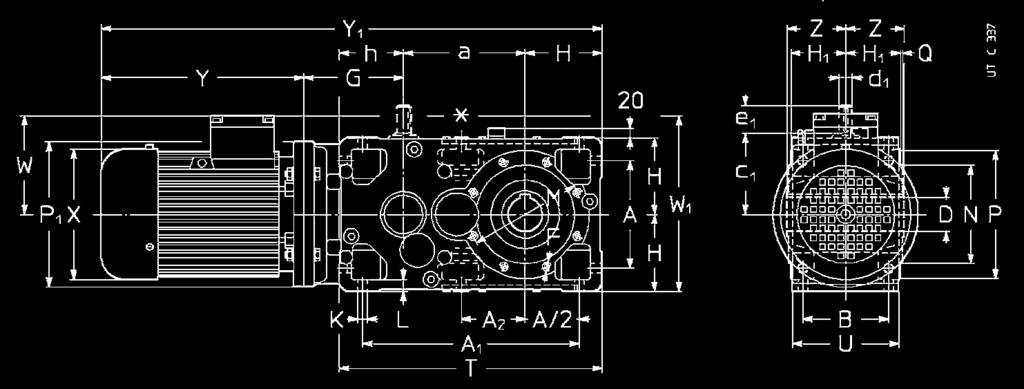 14 - Esecuzioni, dimensioni, forme costruttive e quantità d olio 14 - Designs, dimensions, mounting positions and oil quantities MR C2I 140.