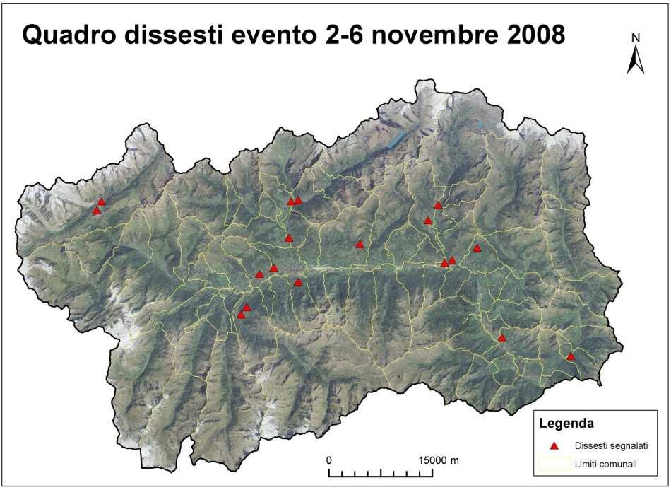 6 QUADRO DEI DISSESTI Data Comune Descrizione dissesto 4 novembre Antey-Saint-André Caduta massi dei pressi della zona di accumulo della frana di Fiernaz 4 novembre Aosta Crollo di un muro di