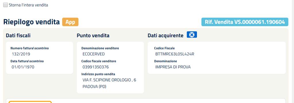 L applicazione presenta le vendite inserite e l utente può decidere di comunicarle subito o in seguito.