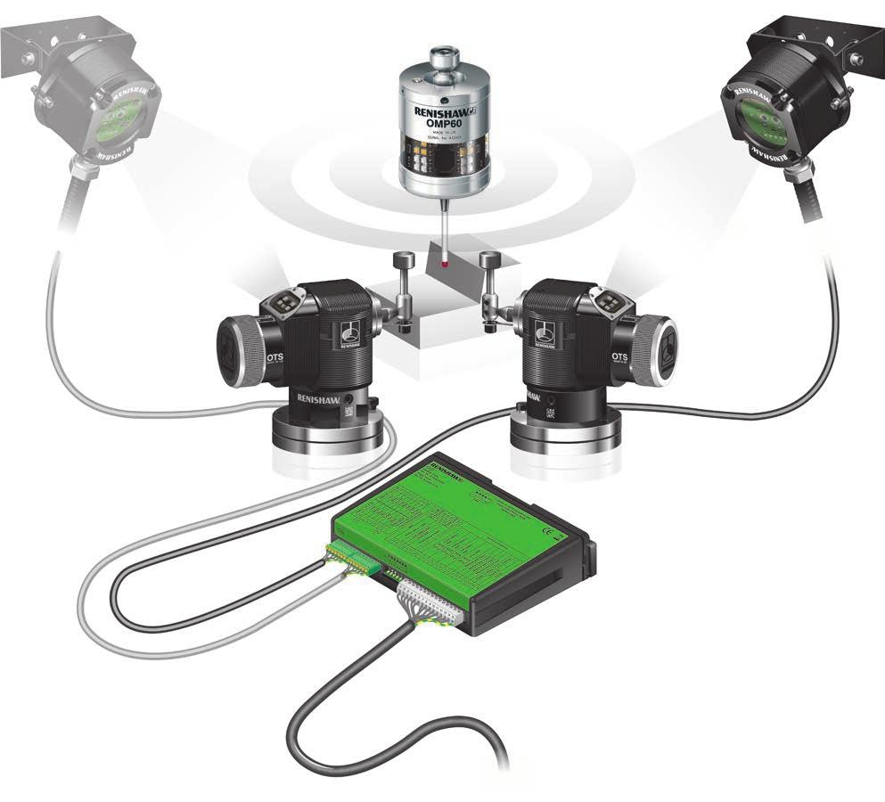 Sistema OSI con utilizzato in modalità a sonde multiple Nella modalità a sonde multiple il sistema interfaccia in sequenza un massimo di tre sonde ottiche Renishaw con il controllo della macchina.