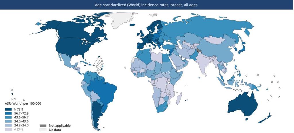 IL DIVARIO TRA INCIDENZA E MORTALITÀ DEL CANCRO MAMMARIO NEL MONDO L incidenza è più alta