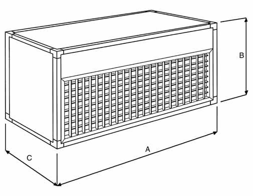 A B 1 9 14 2 9 8 8 C 1 PMB 3VV Plenum a 3 vie Versioni Verticali Plenum di mandata con ugelli PMU Mod.