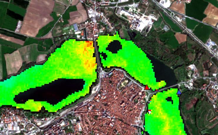 Landsat-8: 17 maggio 2017 Punti di prelievo L. Mezzo e L. Inferiore Analisi spettrofotometrica in laboratorio L. Inf. (15/5) Analisi spettrofotometrica in laboratorio L.