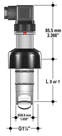 3.3. Dimensioni L0 = 68.3 mm (2.69 in) L1 = 98.5 mm (3.88 in). 4. Installazione 4.1. Posizionamento sull impianto L interruttore può essere installato in qualunque posizione, sia orizzontalmente che verticalmente.