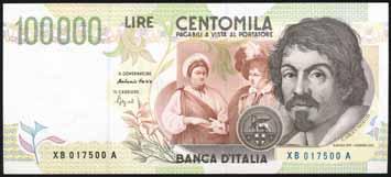 1587 100.000 Lire - Caravaggio 1 tipo 25/10/1983 - Alfa 925; Lireuro 84A R - Ciampi/Stevani FDS 100 1588 100.