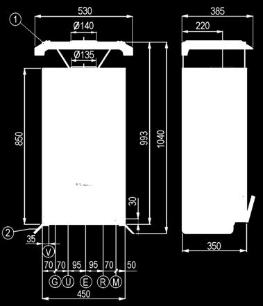 PROFONDITA 850 450 350 ATTACCHI GAS